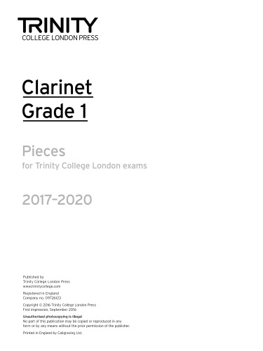 CLARINET PIECES 2017-2022 Grade 1 (part only)