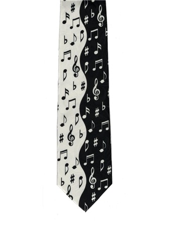 POLYESTER TIE Notes (Black/White)