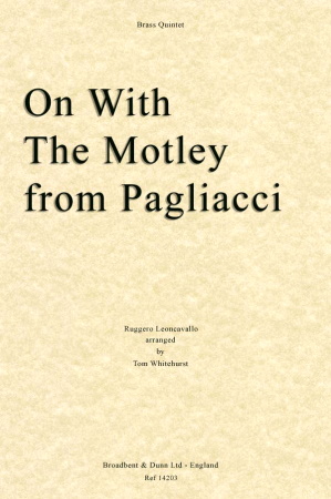ON WITH THE THE MOTLEY from Pagliacci (score & parts)