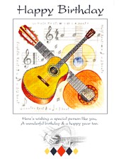 BIRTHDAY CARD Guitar Design (7in x 5in)