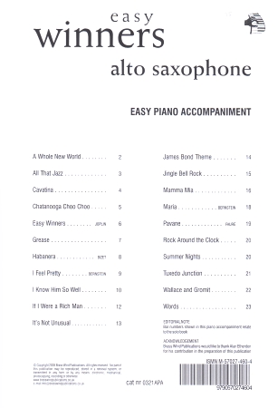 EASY WINNERS Easy Piano Accompaniment