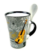 CAPPUCCINO MUG WITH SPOON Violin (Grey)