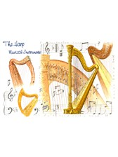GREETINGS CARD Harp Design (7in x 5in)