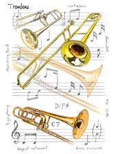 GREETINGS CARD Trombone Design (7in x 5in)