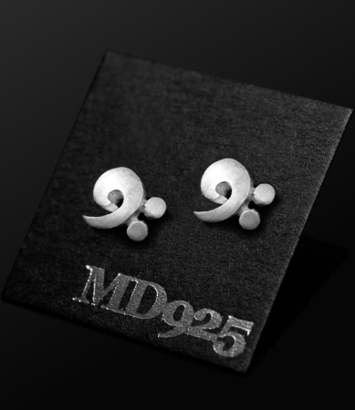 STERLING SILVER EARRINGS Bass Clef