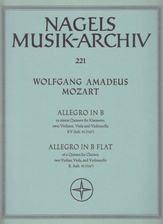 ALLEGRO in Bb major, KV Anh.91 (516c) (score & parts)