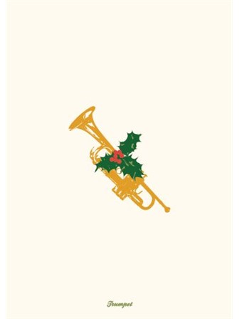 GREETINGS CARD Vintage Christmas Trumpet