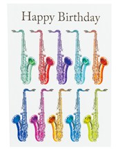 BIRTHDAY CARD -Jazzy Saxophone Design (7in x 5in)