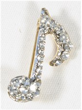 BROOCH Single Quaver (Clear Crystals/Silver Finish)