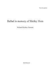 BALLAD IN MEMORY OF SHIRLEY HORN