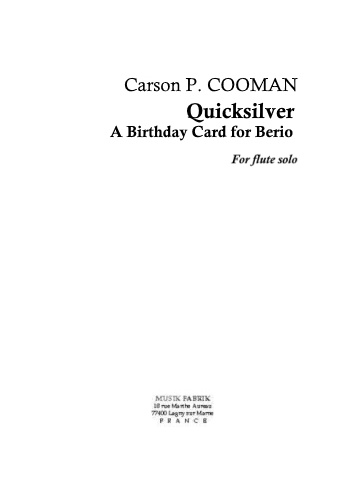 QUICKSILVER A Birthday Card for Berio