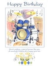 BIRTHDAY CARD Drums Design (7in x 5in)