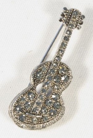 BROOCH Acoustic Guitar (Clear Crystals/Pewter Finish)