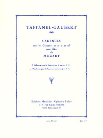 CADENZAS to Flute Concerto No.1 in G major K313